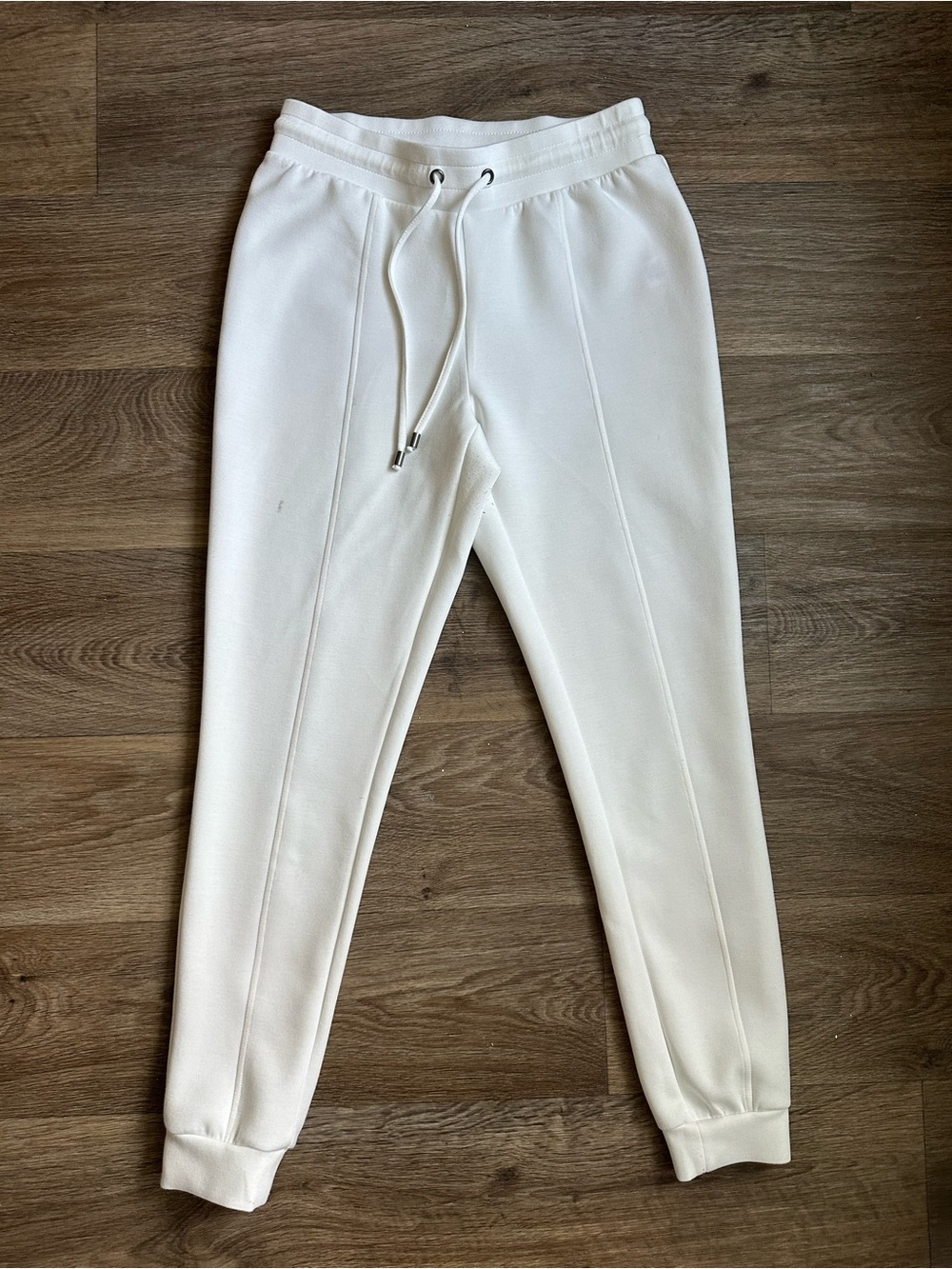 Cable & Gauge Studio Women’s Size S Ivory Pintuck Joggers Elastic Drawstring